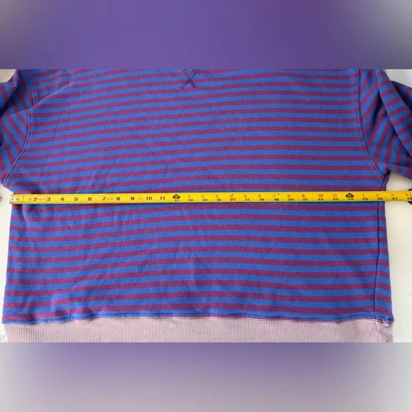 Free People We The Free Classic Striped Oversized Crewneck Blue Combo Size Small - Picture 9 of 10
